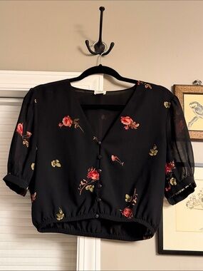 WILFRED Floral Cropped Blouse